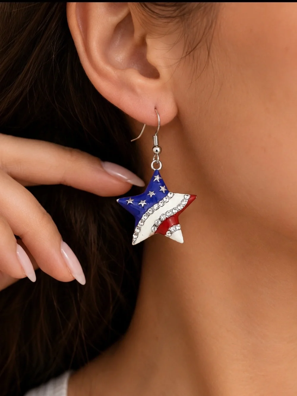 New Patriotic USA Flag Star Earrings Rhinestones Dangle 4th of July
C3 - Picture 1 of 5